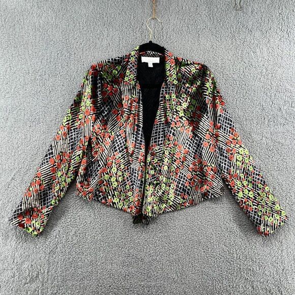 Anthropologie Abstract Floral Velvet Wrap Blazer Size 0 - Picture 4 of 15